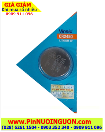 Vinnic CR2450, Pin đồng xu 3V lithium Vinnic CR2450 (dung lượng 550mAh, 24mmx5.0mm) chính hãng 